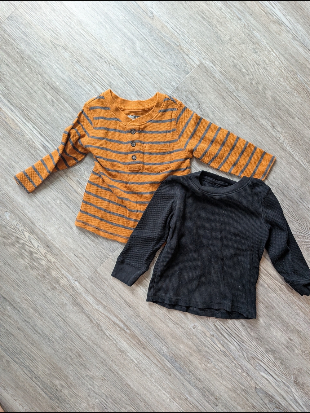 Cat & Jack Orange Stripe Henley and Black Long-Sleeve Tee Set, 2T